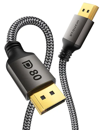 Vista 7 de Stouchi - Cable DisplayPort 2.1 certificado VESA 1.5 pies, 80Gbps UHBR20 [16K 8K 4K@540Hz] Cable DP corto, compatible con FreeSync G-Sync, DSC 1.2a