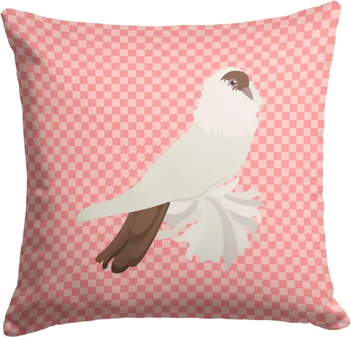 Vista 501 de Caroline's Treasures BB8163PW1414 Beltsville - Almohada decorativa de tela a cuadros pequeños, color blanco, pavo y gallina azul, lavable a máquina