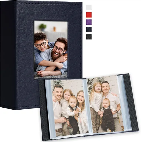 Vista 18 de Vienrose Álbum de fotos pequeño de 4 x 6 pulgadas, paquete de 2 mini libros de fotos con cubierta de cuero, 26 páginas con capacidad para 52