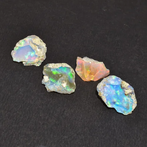 Vista 3 de InfinityGemsArt 4 piezas de ópalo de fuego etíope crudo sueltas al por mayor a granel, piedra natal de octubre, piedras preciosas naturales