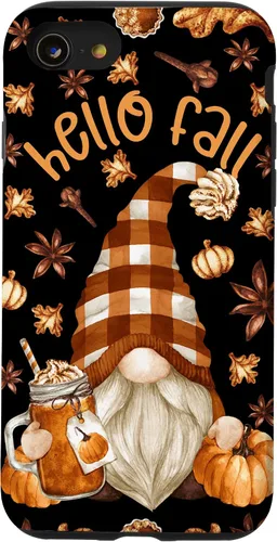 Vista 18 de Pumpkin Spice Coffee Hello Fall Funny Thanksgiving Gnome Case for iPhone 16