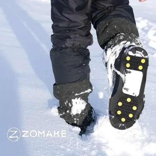 Vista 6 de ZOMAKE Walk Traction Cleats Ice Crampons for Men WomenRunning on Snow and ice Anti Slip Shoe Grips Portable Ice Grippers for Shoes Boots 1011 Spikes