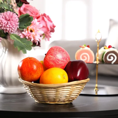 Vista 9 de Yulejo 8 cestas vacías para regalos, cesta tejida de 9 x 7 x 3 pulgadas con 12 lazos coloridos y 12 bolsas de regalo, alimentos, frutas, verduras