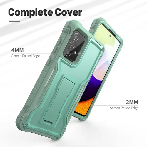 Vista 3 de ExoGuard Funda para Samsung Galaxy A52, funda de goma a prueba de golpes de cuerpo completo, protector de pantalla integrado y soporte compatible