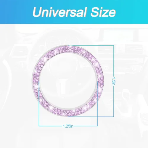 Vista 2 de Calcomanías para anillo de arranque del motor de diamantes de imitación para automóvil, paquete de 2 cubiertas / calcomanías para botón de arranque