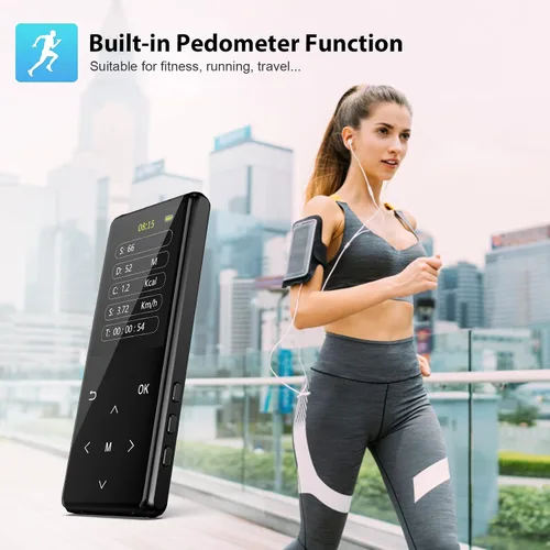 Vista 6 de Reproductor de MP3, reproductor MP3 portátil de 128 GB con Bluetooth 5.3, reproductor de música digital sin pérdida con altavoz HD, grabadora, radio