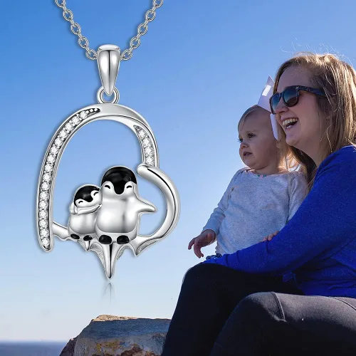 Vista 6 de Pingüinosperezosospandasbúhospanda rojojirafagatosllamasdinosaurioosocerdo monoconejito de Pascua, regalos de pingüinos, plata de ley 925, joyería