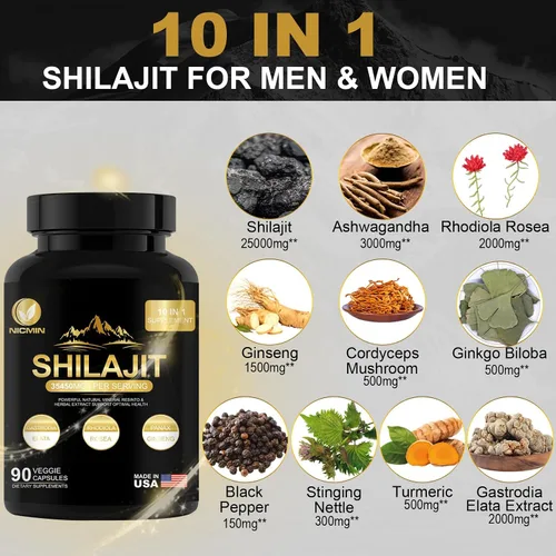 Vista 4 de 35450MG Suplemento Shilajit puro – Shilajit orgánico del Himalaya para hombres y mujeres, Shilajit de máxima potencia para mejorar la energía