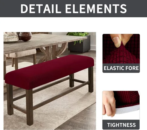 Vista 2 de Fundas de banco rectangulares, funda extraíble para silla de comedor, ajuste suave, universal, elásticas, antipolvo, lavable, protector de asiento