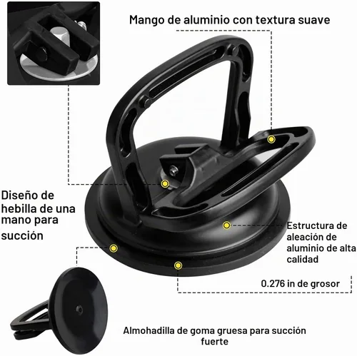 Vista 3 de FCHO Ventosa de vidrio resistente de aluminio para extractor de placa al vacío, ganchos de soporte para elevación, elevador de ventosa de azulejos