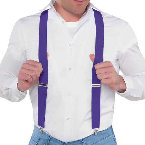 Vista 2 de Tirantes de clip de metal ajustables morados, 1 paquete, poliéster duradero, accesorio elegante y versátil, perfecto para bodas, eventos y elegancia