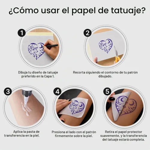 Vista 5 de 35 hojas de papel de plantilla de tatuaje, papel de transferencia térmica