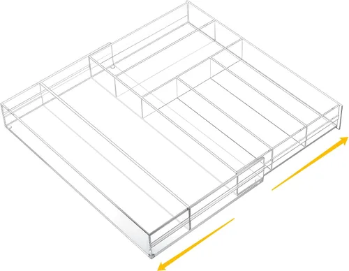 Vista 12 de Briwooody 1 pieza organizador de cajones de escritorio de acrílico de 2 pulgadas de altura, bandejas organizadoras de cajones expandibles con 8