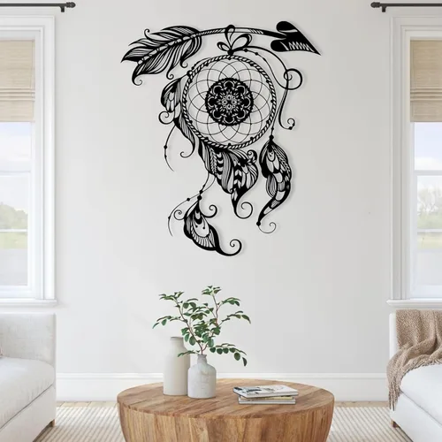 Vista 3 de Decoración de pared de metal atrapasueños, decoración de pared grande y bohemia, atrapasueños bohemio, diseño de atrapasueños, decoración de pared