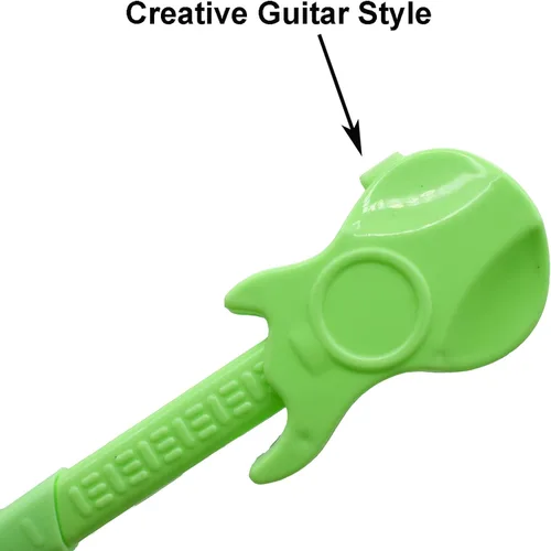 Vista 3 de Maydahui 24 mini bolígrafos de guitarra, novedosos bolígrafos de música, color caramelo, estilo simple, tinta azul para escuela, estudiantes, fiestas
