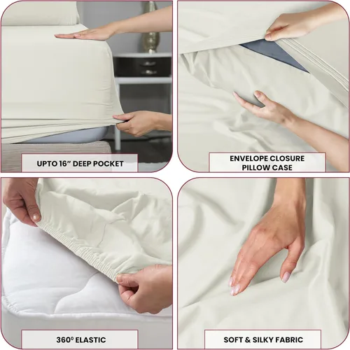 Vista 186 de LUX Décor - Juego de sábanas Twin de microfibra ultrasuave de 3 piezas con sábana encimera, sábana bajera de 16 pulgadas de profundidad y funda