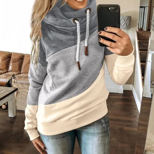 Vista 2 de Womens Hoodie Sweatshirt Women's O-Neck Hoodie Long Sleeve Pure Color Womens Sports Sweatshirts Hoodies
