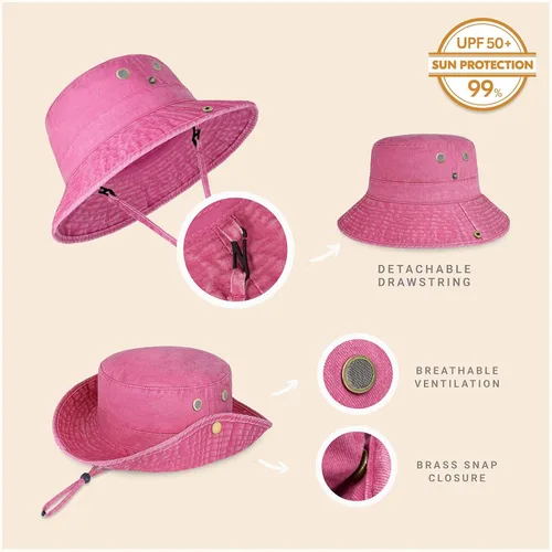 Vista 26 de CHOK.LIDS Sombrero clásico de algodón de ala ancha con cuerda ajustable unisex sombrero de sol ligero para viajes al aire libre