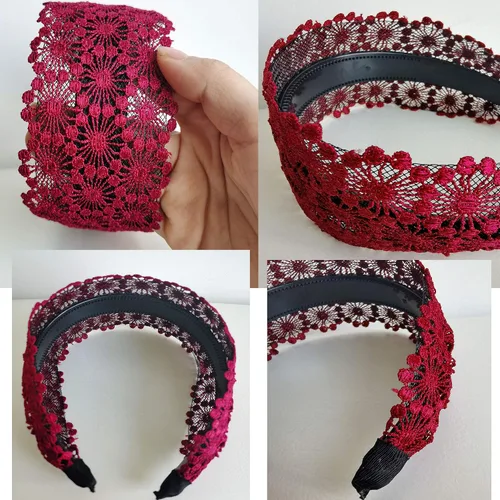 Vista 3 de DORIS&JACKY Diademas anchas de encaje y bandas elásticas grandes antideslizantes con dientes, 5 accesorios para la cabeza para mujeres y niñas