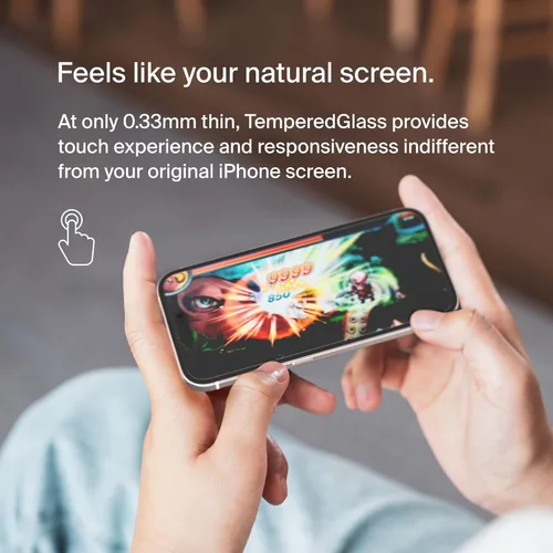 Vista 4 de Belkin ScreenForce - Protector de pantalla tratado con vidrio templado para iPhone 15 Pro Max, delgado y resistente a los arañazos, incluye bandeja