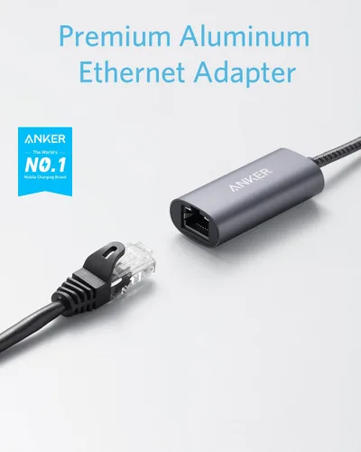 Vista 2 de Anker Adaptador USB C 3.0 a Ethernet, concentrador de red portátil de 1 Gigabit, 10/100/1000 Mbps, para MacBook Pro, iPad Pro 2019/2018, ChromeBook