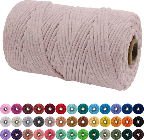 Vista 191 de JeogYong Cordón de macramé de un solo hilo 3 mm x 109 yardas (328 pies) Cuerda de algodón suave Hilo de macramé de 3 mm, suministros de macramé