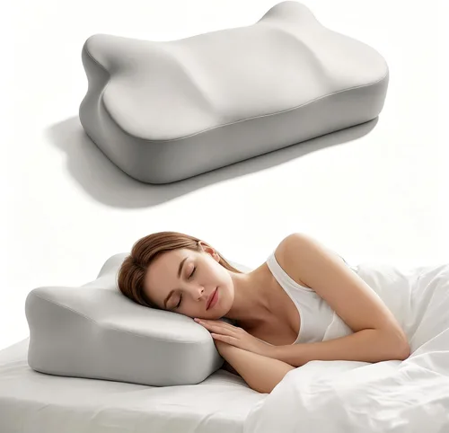 Vista 10 de Almohada cervical para el cuello para aliviar el dolor, almohadas ortopédicas de contorno de espuma viscoelástica refrescante para dormir de espalda