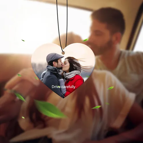 Vista 4 de Accesorios de Decoración Colgante para Auto con Foto Personalizada, Ornamento Ambientador de Auto con Imagen Personalizada de Doble Cara, Dijes