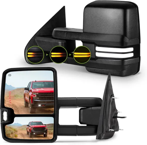 Vista 14 de Espejos de remolque para Chevy Silverado/GMC Sierra 1500 (2014-2018), 2500HD/3500HD (2015-2019) Switchback - Señal de giro dinámico/luces de marcha