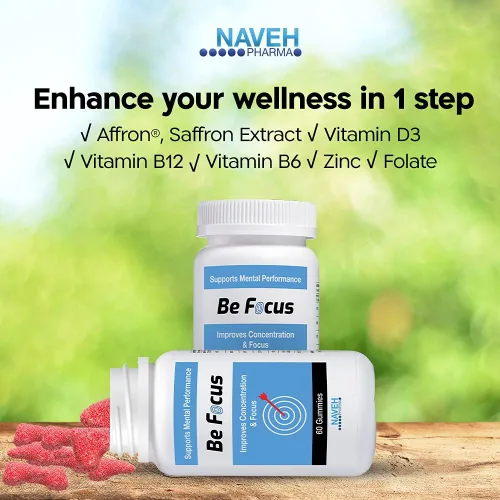 Vista 2 de NAVEH PHARMA Be Focus Suplemento de enfoque Potenciador natural del cerebro para niños y adultos Suplementos de azafrán de 30 mg Nootrópico