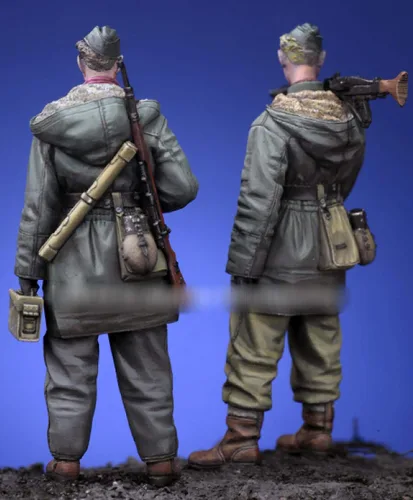 Vista 4 de Goodmoel Figuras de resina de infantería alemana de la Segunda Guerra Mundial 1/35 (2 personas), kit en miniatura de soldado sin montar y sin