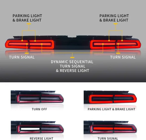 Vista 5 de VLAND - Luces traseras LED completas para Dodge Challenger Coupé 3ª generación 2008 2009 2010 2011 2012 2013 2014, con montaje de lámparas traseras