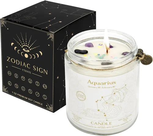 Vista 13 de Regalos de Aries para mujeres, Velas del signo zodiacal Aries, Velas de cristal regalo de astrología, Velas perfumadas regalos para mujeres Mamá
