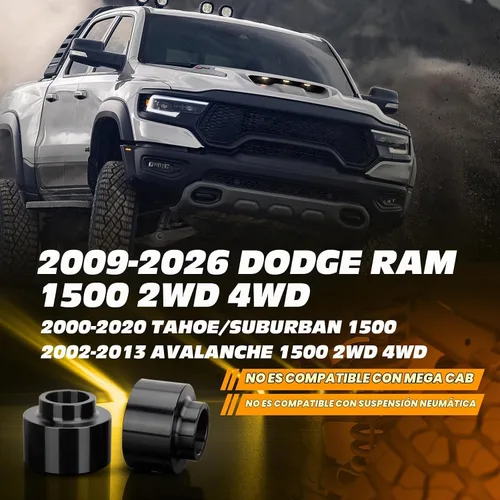 Vista 4 de Kits de elevación de nivelación trasera de 2" para Dodge Ram 1500 4X4 4WD 2WD 2009-2024, 2000-2020 Tahoe Suburban 1500, Dynofit Raise espaciadores