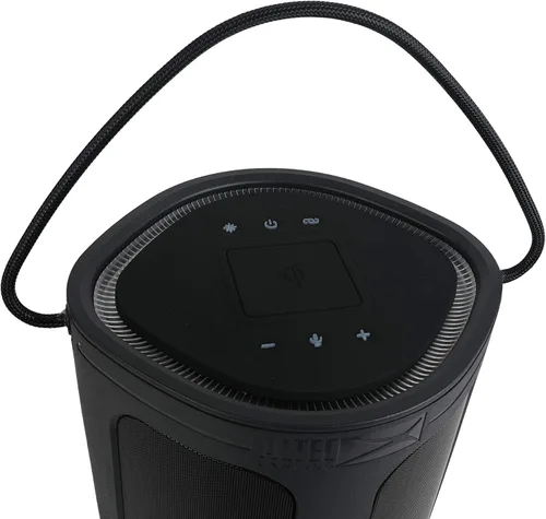 Vista 8 de Altec Lansing Soundbucket XL - Altavoz Bluetooth impermeable con luces LED personalizables, carga inalámbrica Qi, 20 horas de reproducción y rango