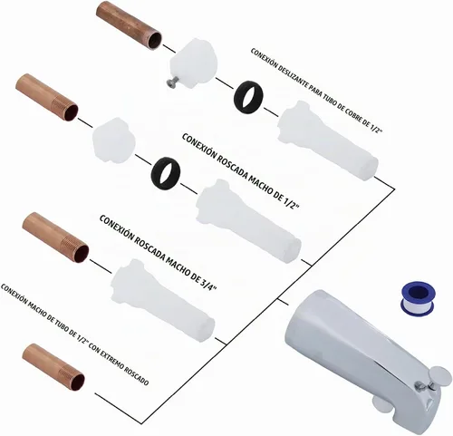 Vista 3 de Danco 89266 - Boquilla universal para bañera con desviador y accesorio de ducha de mano, se adapta a tubería de cobre de 1/2 pulgada y 3/4 pulgadas