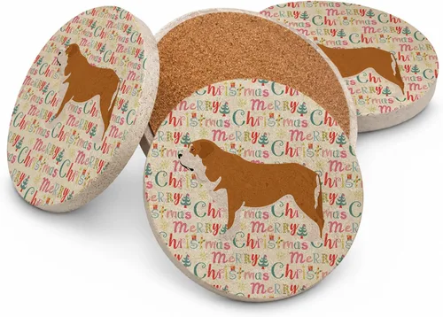 Vista 83 de AIDI Atlas Mountain Dog Merry Christmas - Posavasos grandes de piedra arenisca, paquete de 4