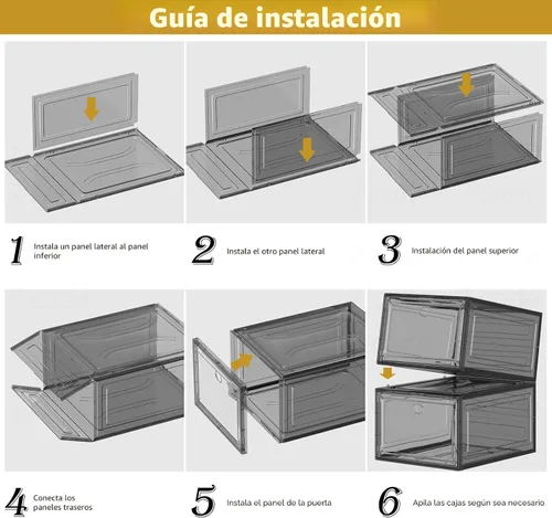 Vista 8 de Organizador de almacenamiento de zapatos de plástico transparente, grueso y resistente c/puerta magnética, cajas apilables, zapatero plegable