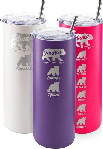 Vista 29 de Vaso de Mamá Oso, vaso personalizado para mamá Oro Rosa