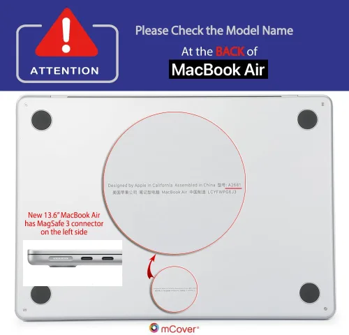 Vista 4 de mCover Funda compatible solo con computadora portátil MacBook Air 2022 o posterior de 13.6 pulgadas