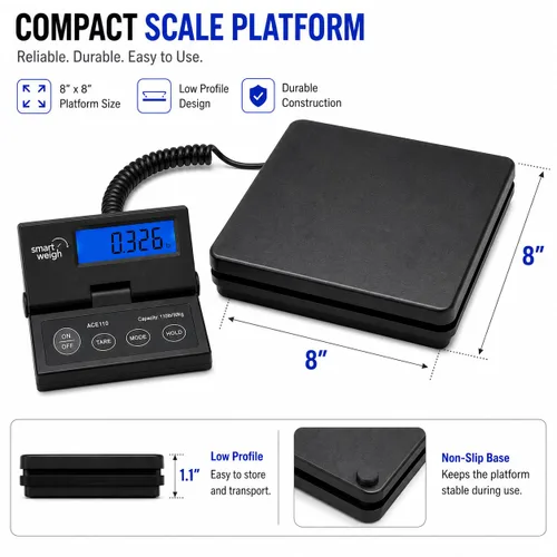 Vista 4 de Smart Weigh - Balanza digital de envío y pesaje postal, 110 lb x 0,1 oz, balanza de Oficina de Correo Postal, UPS, USPS