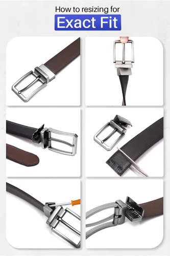 Vista 3 de Mens Casual Leather Belts - Reversible Belts For Men - Dual Side Adjustable buckle Dress Pants Mens Belts