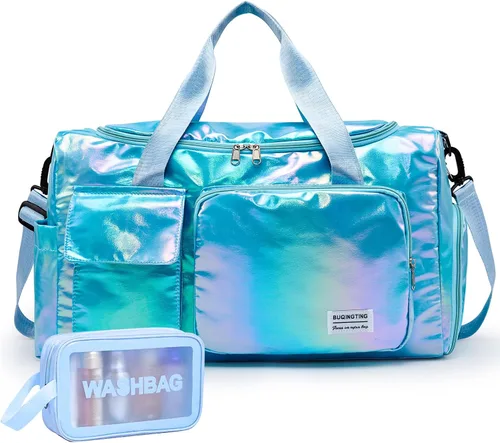 Vista 18 de Bolsa de Gimnasio Pequeña para Mujer, Bolsa de Lona de Viaje, Bolsa de Fin de Semana con Compartimento para Zapatos