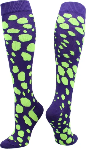 Vista 6 de Krazisox - Calcetines de leopardo sobre la pantorrilla turquesa / rosa intenso (Turquoise/Hot Pink)