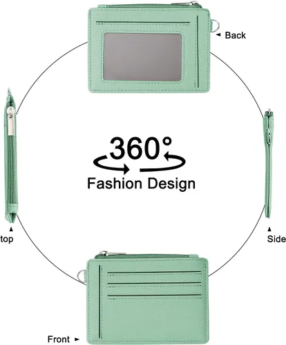Vista 5 de Toughergun Tarjetero delgado para mujer con bloqueo RFID, cartera pequeña con bolsillo frontal para tarjetas de identificación con ventana