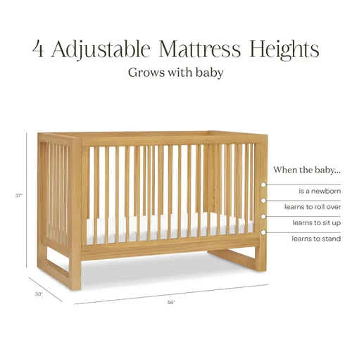 Vista 9 de NAMESAKE Nantucket - Cuna convertible 3 en 1 con kit de conversión de cama para niños pequeños en miel, certificado Greenguard Gold