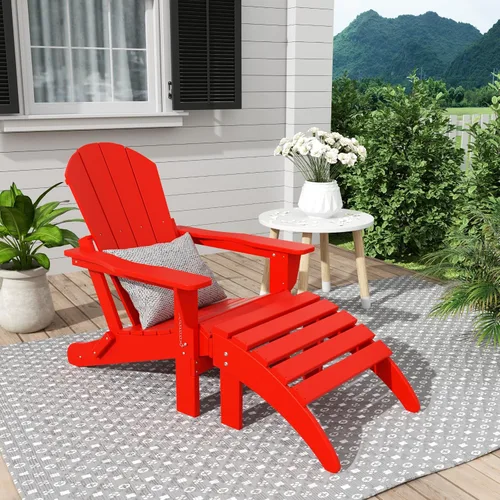 Vista 21 de WestinTrends Malibu - Silla de salón para exteriores, juego de 2 sillas Adirondack con otomana, sillas plegables de madera de polietileno para todo
