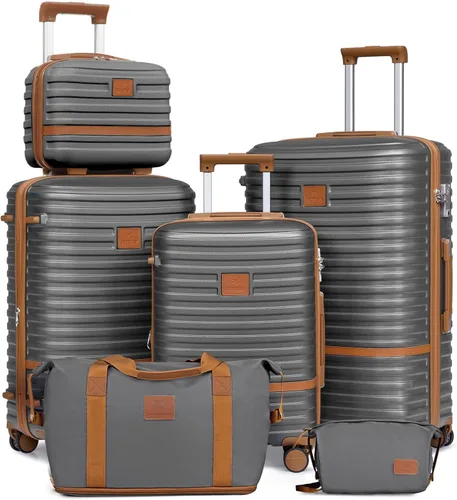 Vista 21 de Juego de maletas Joyway de 3 piezas, juego de maletas extensibles de cabina con rueda giratoria, juego de maletas de carcasa dura con candado TSA