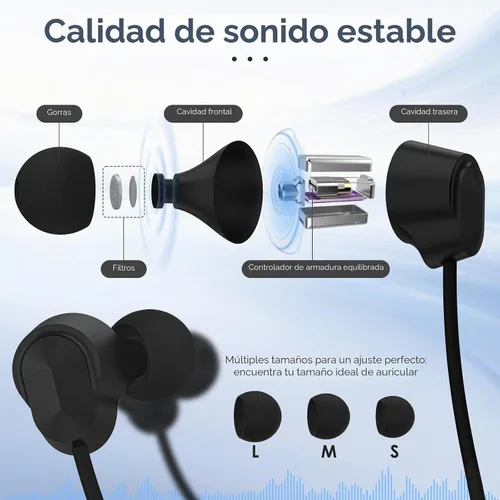 Vista 5 de Auriculares Bluetooth con banda para el cuello, auricular Bluetooth con Negro