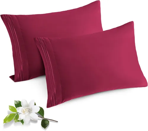 Vista 10 de Horbaunal Paquete de 2 fundas de almohada de microfibra de tamaño estándar, color azul, con cierre de sobre, 1800 hilos, suaves y resistentes al